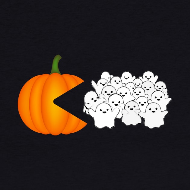 Funny Pumpkin Eating Ghosts Halloween by SpacemanTees